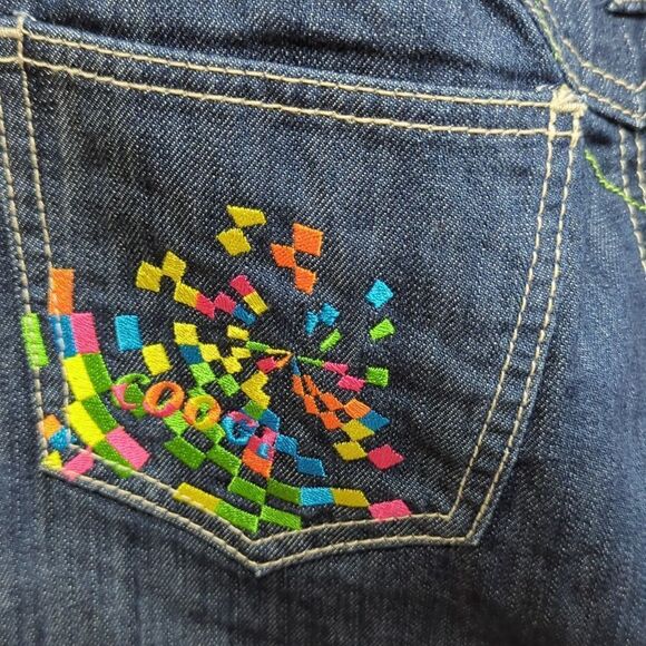 Coogi Overall Mini Skirt Womens 9/10 Blue Embroidered Denim 90s y2k - Picture 11 of 16